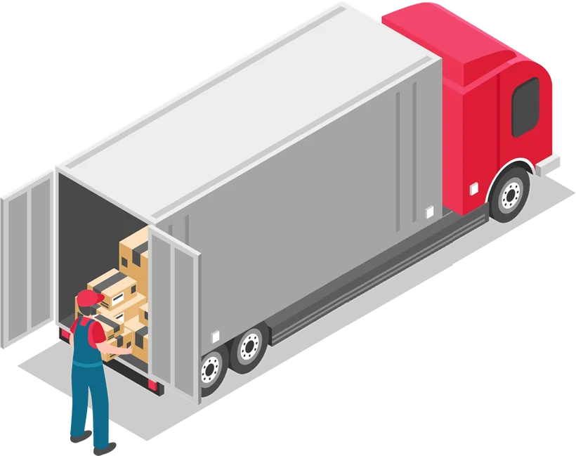 トラックに荷物を積み込むイラスト